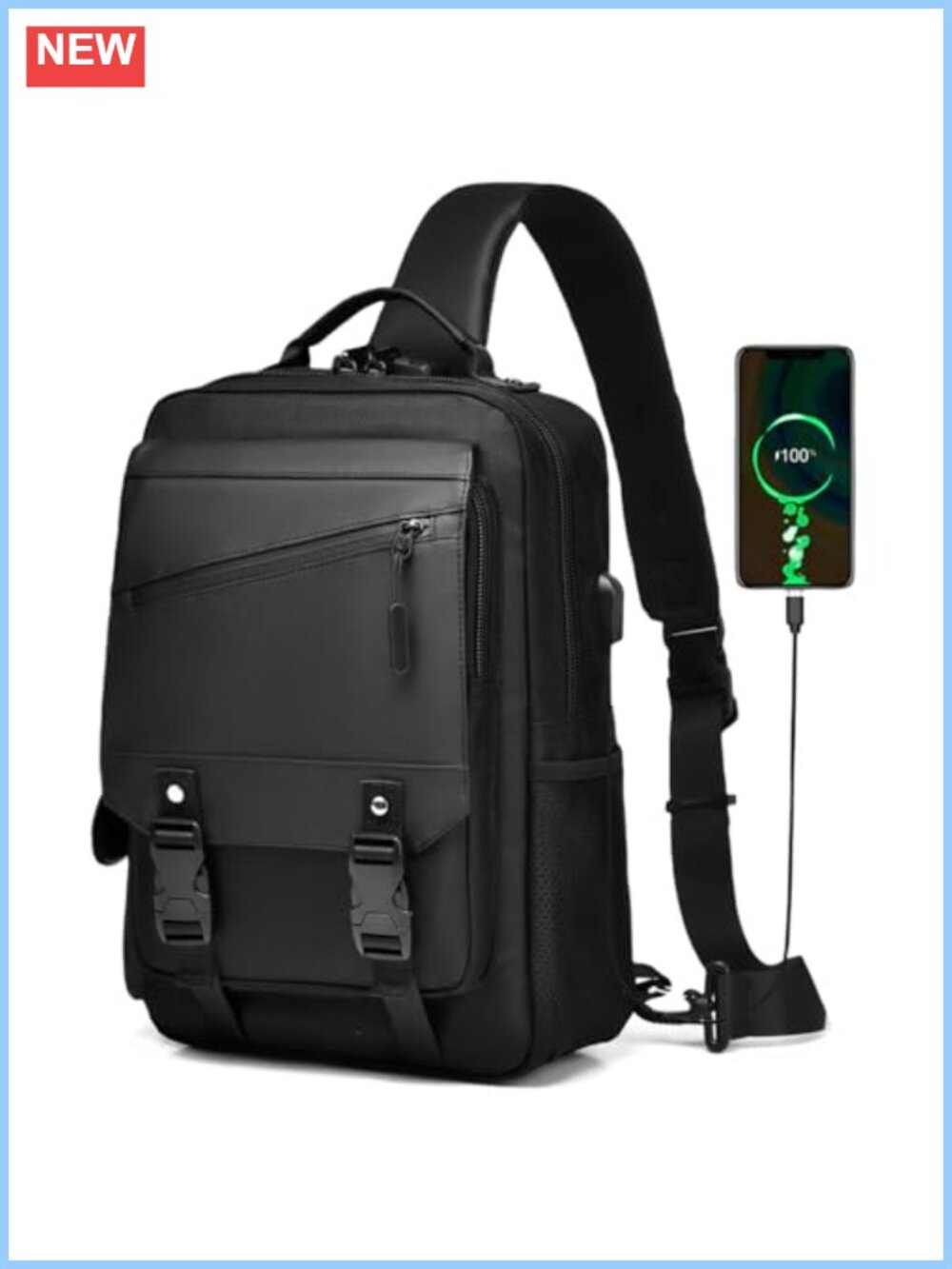 Anti-Theft Crossbody Sling Bag 13L Multi-Pocket Messenger Travel Satchel